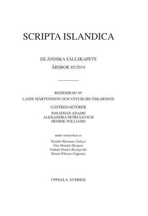 Scripta Islandica 65/2014