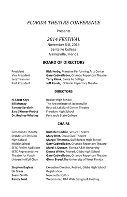 Florida Theatre Conference 2014 Festival