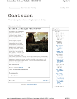 Goatsden: Peter Hook and the Light - "1102/2011" CD Page 1 of 12