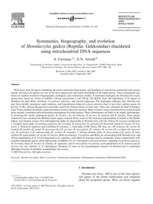 Systematics, Biogeography, and Evolution of Hemidactylus Geckos (Reptilia: Gekkonidae) Elucidated Using Mitochondrial DNA Sequences