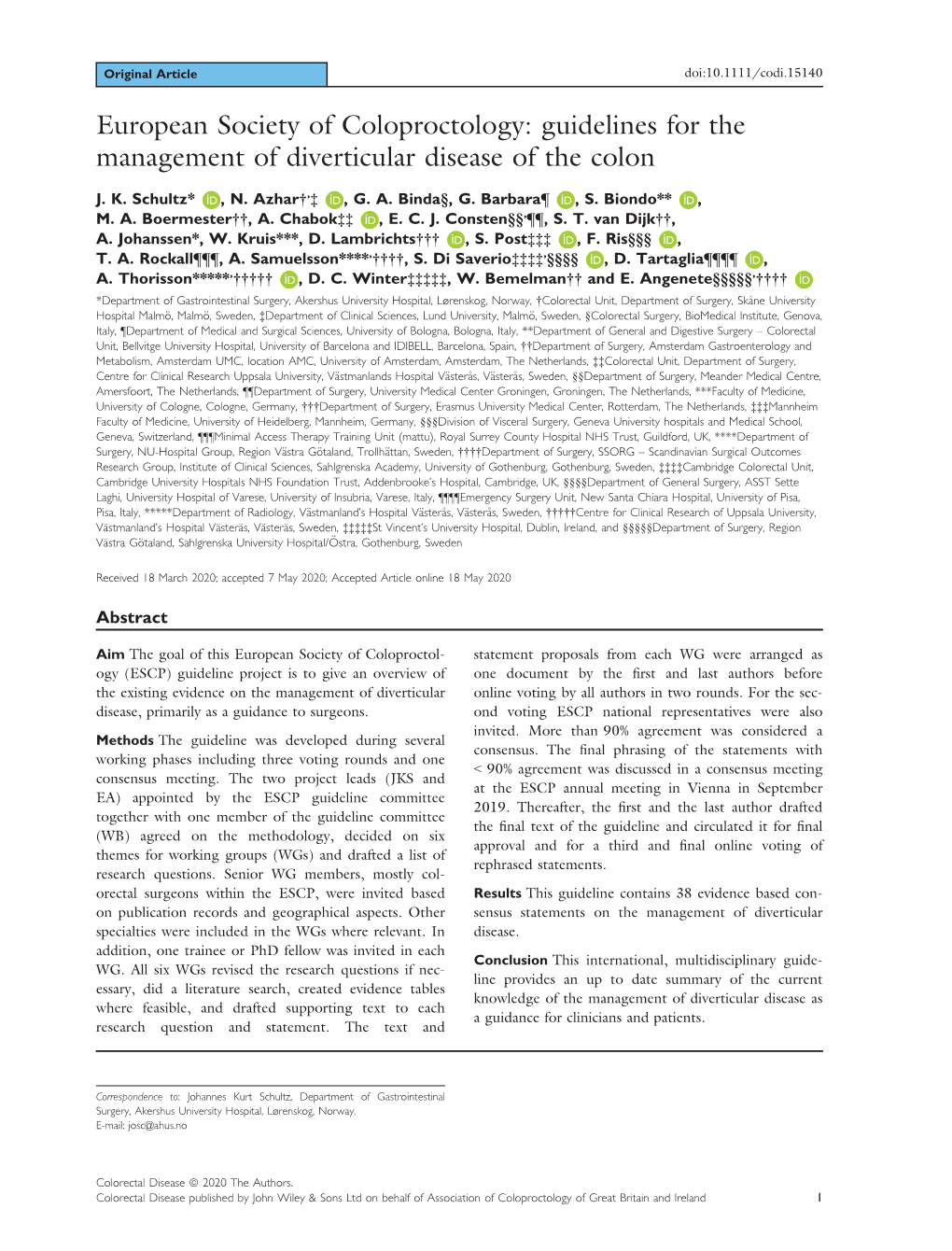 Guidelines for the Management of Diverticular Disease of the Colon