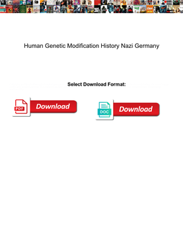 Human Genetic Modification History Nazi Germany