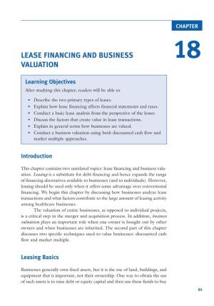 Lease Financing and Business Valuation E3 Not Known with Certainty—Rather, They Depend on Volume