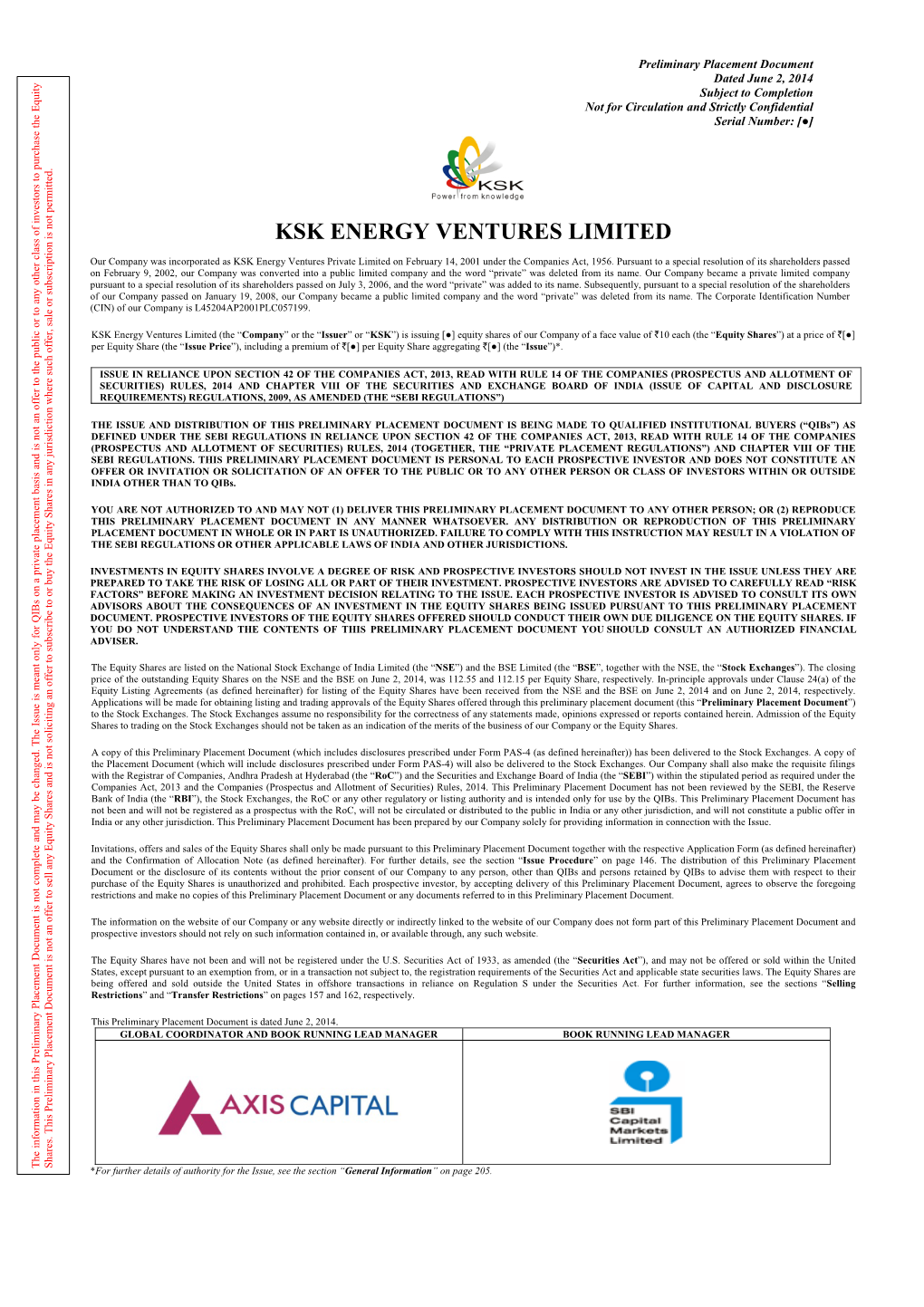 Ksk Energy Ventures Limited