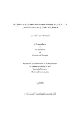 Art-Based Healing Strategies in Colombia in the Context of Collective Trauma: a Literature Review