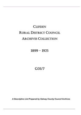 G01-7 Clifden Rural District Council 1899-1925