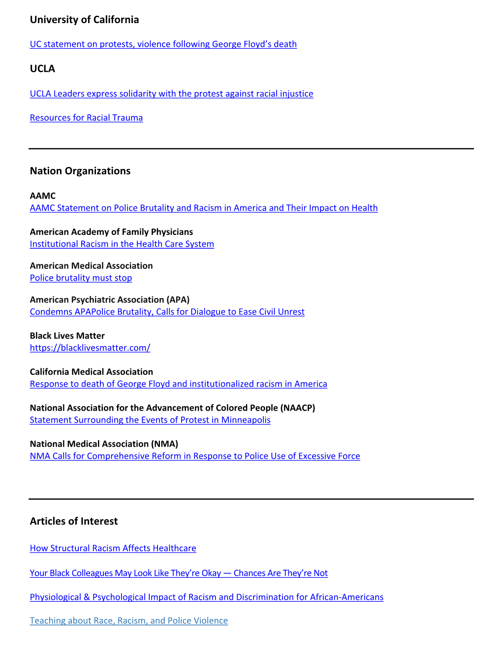 University of California UCLA Nation Organizations Articles of Interest