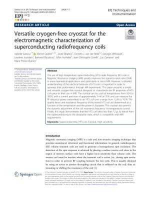 Versatile Cryogen-Free Cryostat for the Electromagnetic Characterization Of