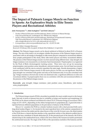 The Impact of Palmaris Longus Muscle on Function in Sports: an Explorative Study in Elite Tennis Players and Recreational Athletes
