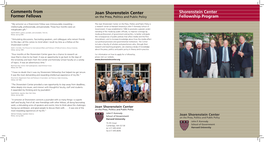 Joan Shorenstein Center Comments from Former Fellows Shorenstein