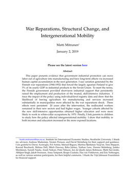 War Reparations, Structural Change, and Intergenerational Mobility