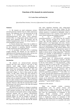 Functions of SK Channels in Central Neurons