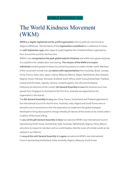 The World Kindness Movement (WKM)