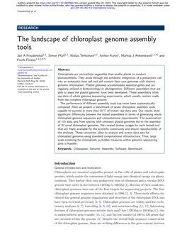 The Landscape of Chloroplast Genome Assembly Tools