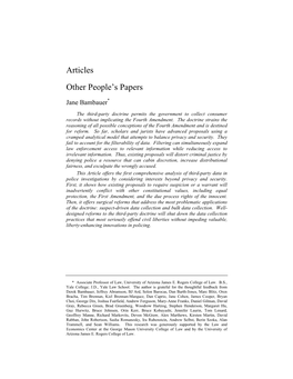 Articles Other People's Papers