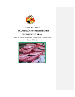 Tonga National Snapper & Grouper Fisheries Management Plan