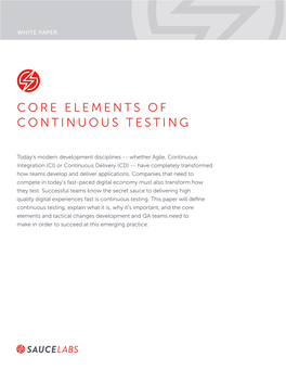 Core Elements of Continuous Testing