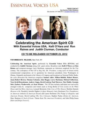 Celebrating the American Spirit CD with Essential Voices USA, Kelli O’Hara and Ron Raines and Judith Clurman, Conductor