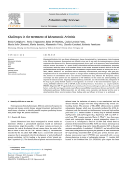 Challenges in the Treatment of Rheumatoid Arthritis