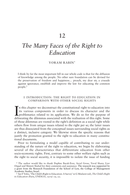 The Many Faces of the Right to Education the MANY FACES of the RIGHT to EDUCATION