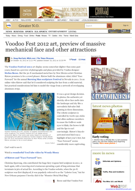 Voodoo Fest 2012 Art, Preview of Massive Mechanical Face and Other Attractions