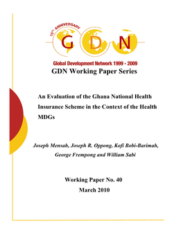 GDN Working Paper Series