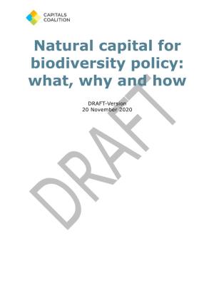 Natural Capital for Biodiversity Policy: What, Why and How