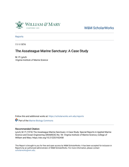 The Assateague Marine Sanctuary: a Case Study