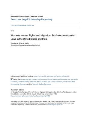 Women's Human Rights and Migration: Sex-Selective Abortion Laws In