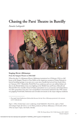 Chasing the Parsi Theatre in Bareilly Pamela Lothspeich