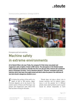 Machine Safety in Extreme Environments