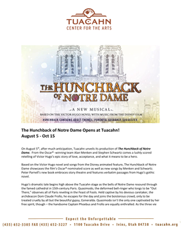 The Hunchback of Notre Dame Opens at Tuacahn! August 5 - Oct 15