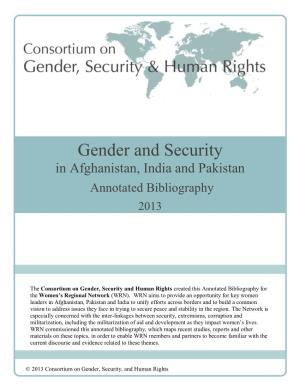 Gender and Security in Afghanistan, India and Pakistan Annotated