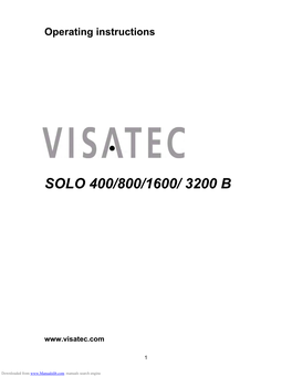 Visatec 800/1600 Kits Manual