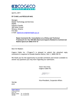 Reply Comments of Cogeco Cable Inc FINAL 6 April 2011