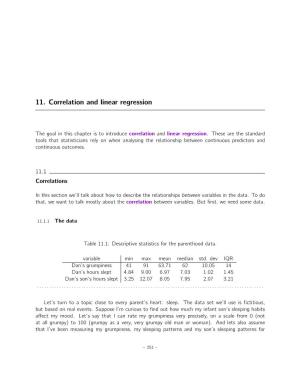 11. Correlation and Linear Regression