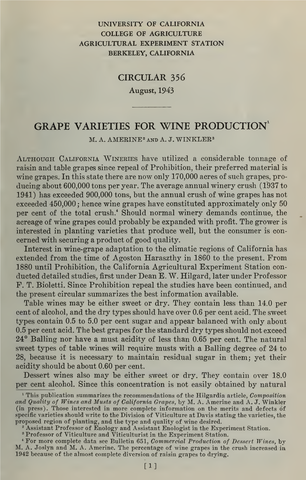 Grape Varieties for Wine Production 1