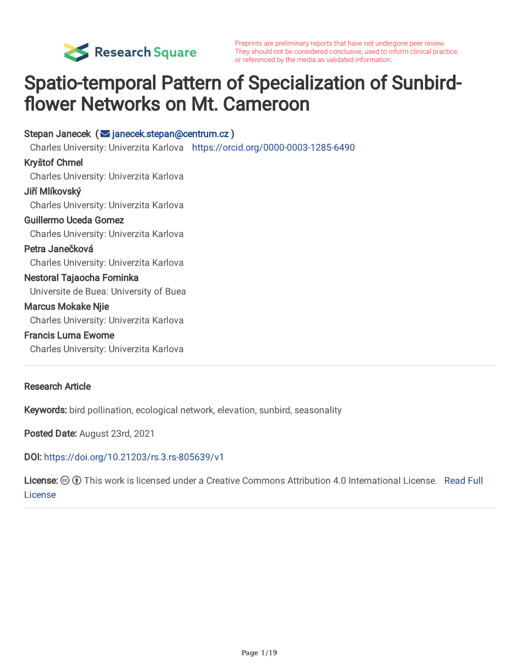 Ower Networks on Mt. Cameroon