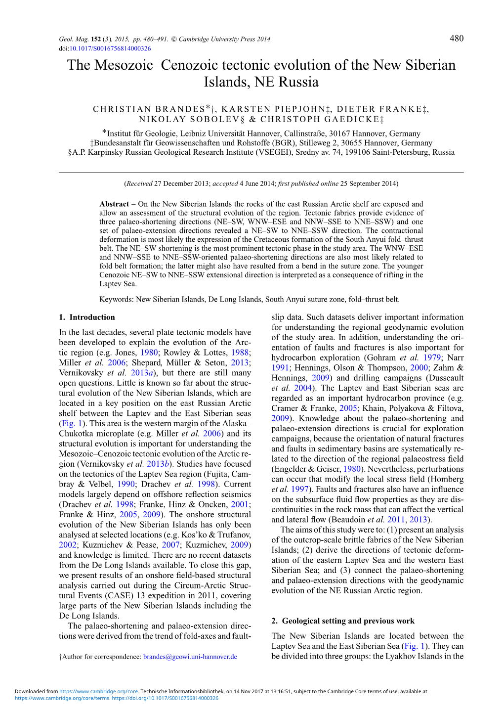 The Mesozoic–Cenozoic Tectonic Evolution of the New Siberian Islands, NE Russia