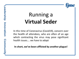 Running a Virtual Seder