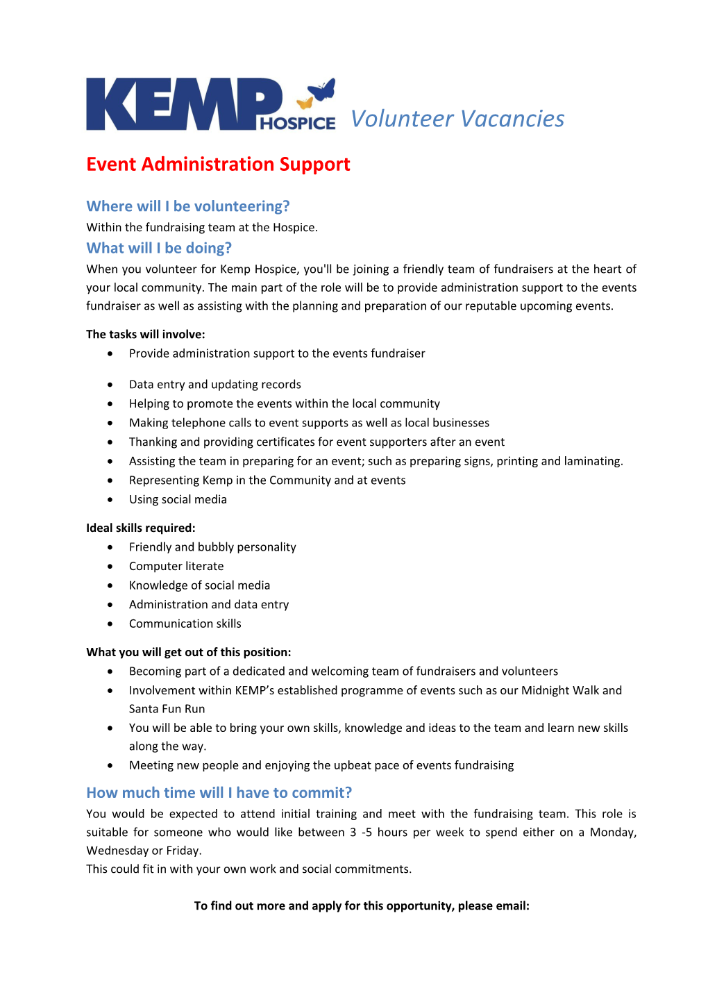 Event Administration Support