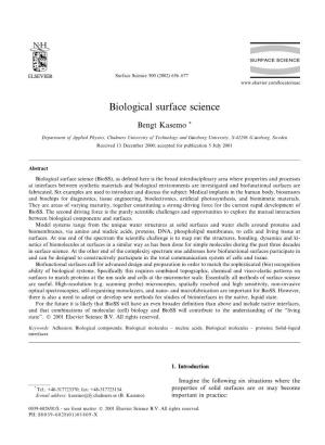 Biological Surface Science