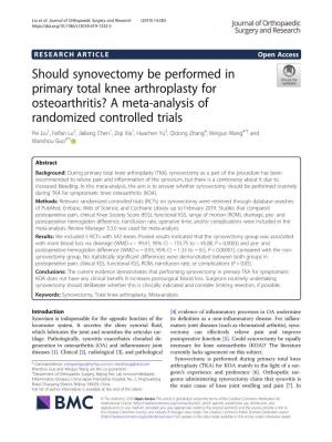 Should Synovectomy Be Performed in Primary Total Knee Arthroplasty For