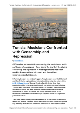 Tunisia: Musicians Confronted with Censorship and Repression | Norient.Com 25 Sep 2021 11:43:29