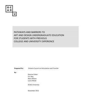 Pathways and Barriers to Art and Design Undergraduate Education for Students with Previous College and University Experience