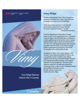 Vimy Ridge the Mon Vimy Ridge National Historic Site of Canada
