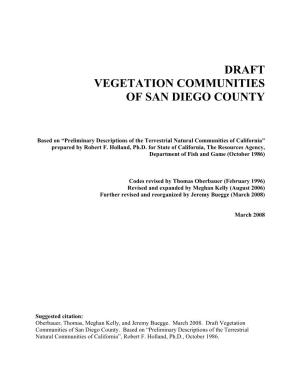 Draft Vegetation Communities of San Diego County