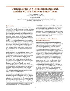Current Issues in Victimization Research and the NCVS's Ability To