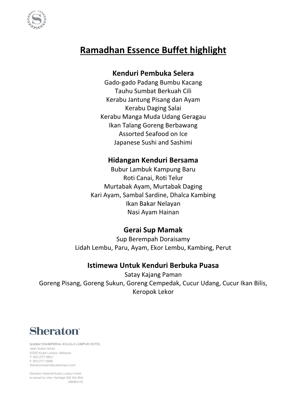 Ramadhan Essence Buffet Highlight