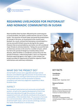 Regaining Livelihoods for Pastoralist and Nomadic Communities in Sudan